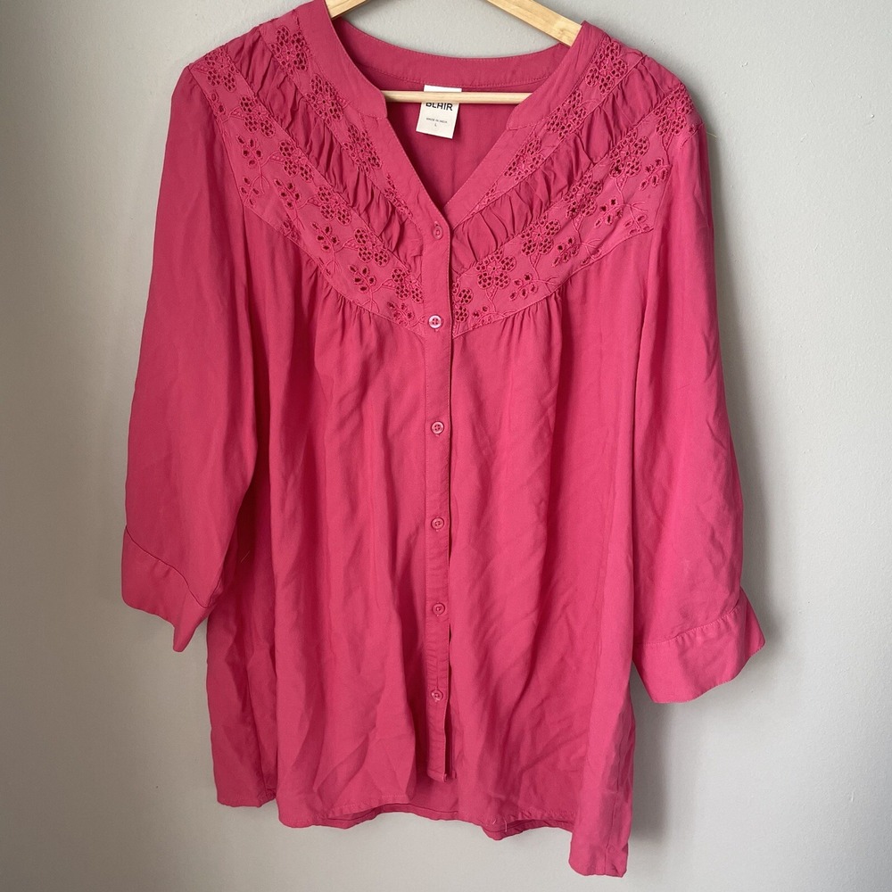 Womens Blair Blouse‎ Pink Size Large 100% Rayon Soft Material